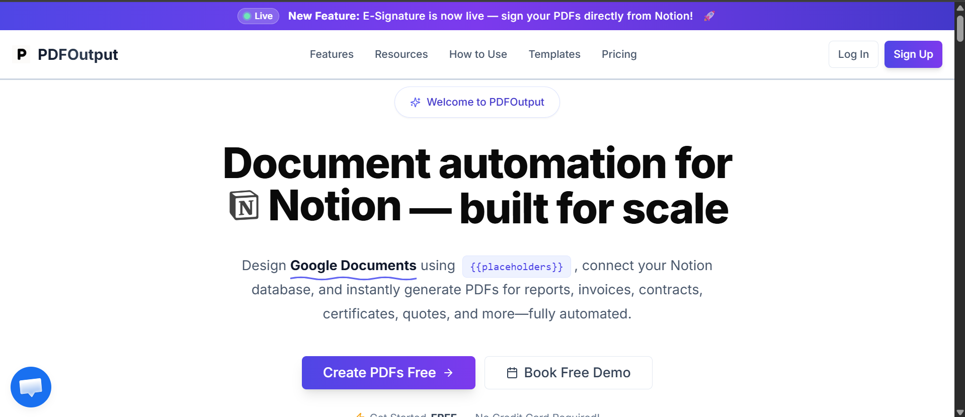 Create a PDFOutput Account