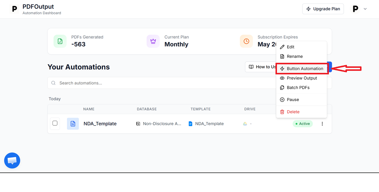 Button Automation steps