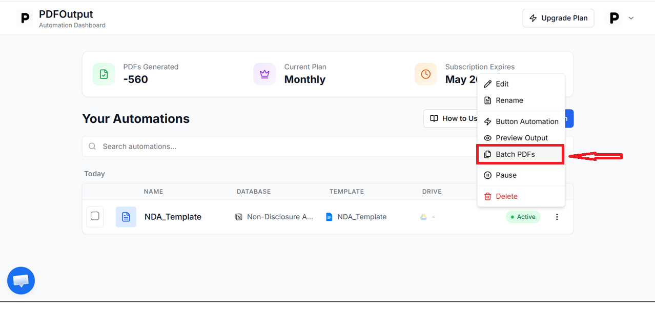 Batch PDFs option